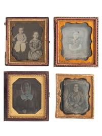 [EARLY PHOTOGRAPHY]. A group of 17 daguerreotype portraits featuring sitters with ornate, unusual, or highly visible chairs, including: