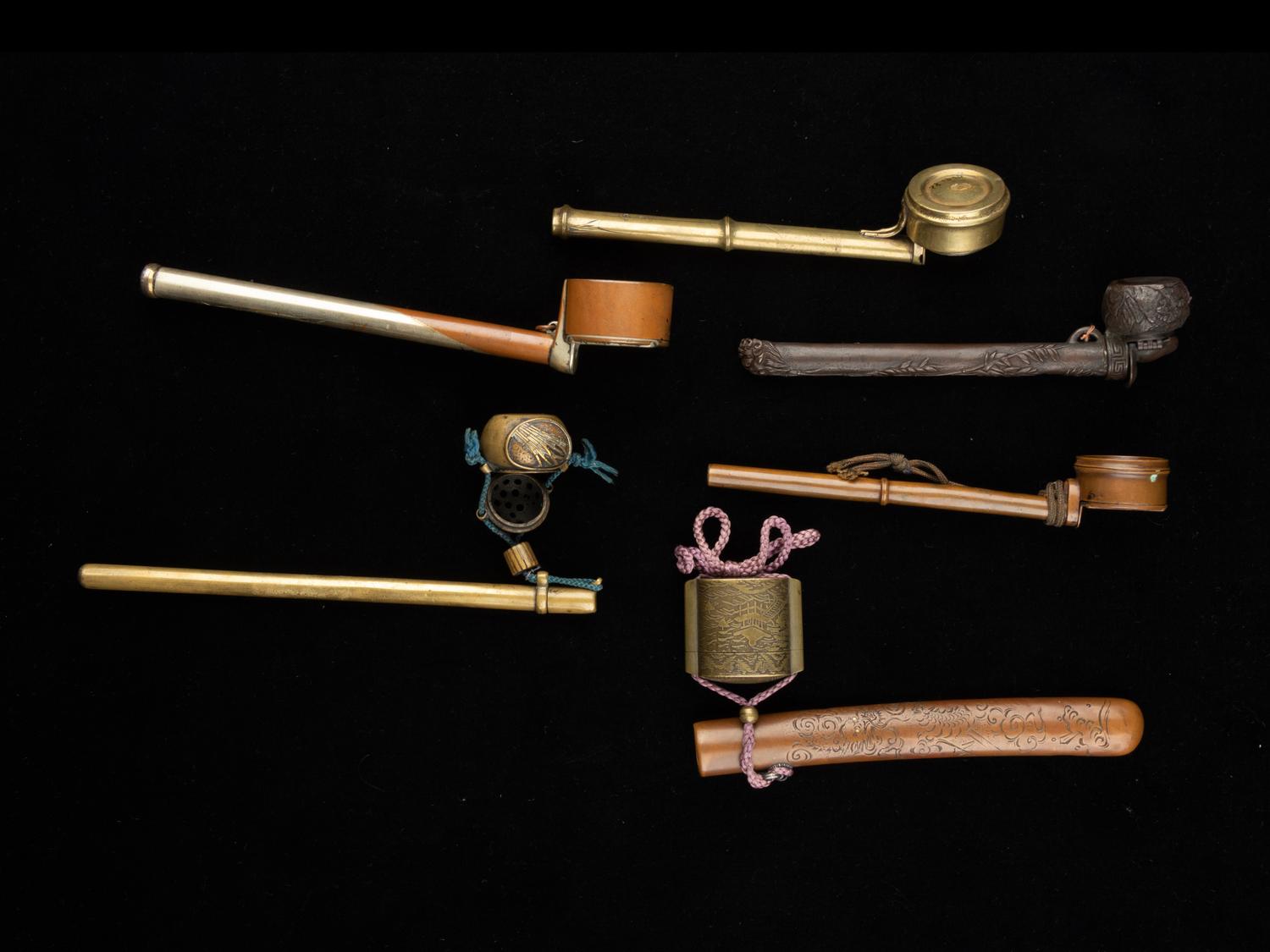 Six Japanese 'Bamboo' Portable Writing Sets, Yatate