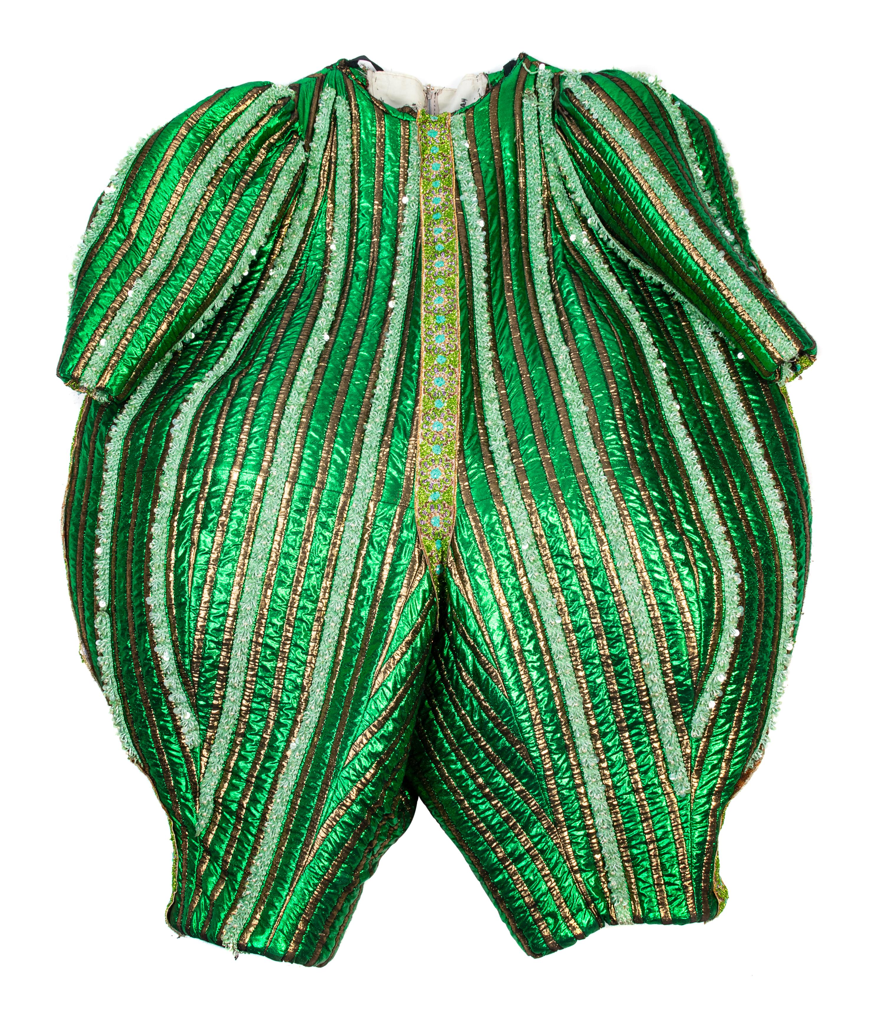 A Lyric Opera Green Gold Clown Costume and Hat, 1976 No size label