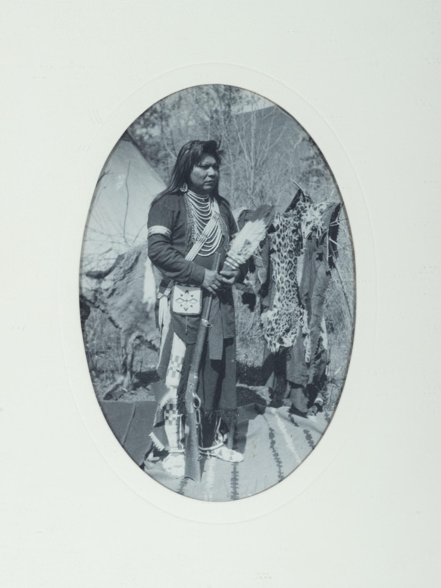 [NATIVE AMERICANS]. A group of photographs and prints of Native American subjects, highlighted by cabinet card of Oglala Lakota Chief Low Dog.