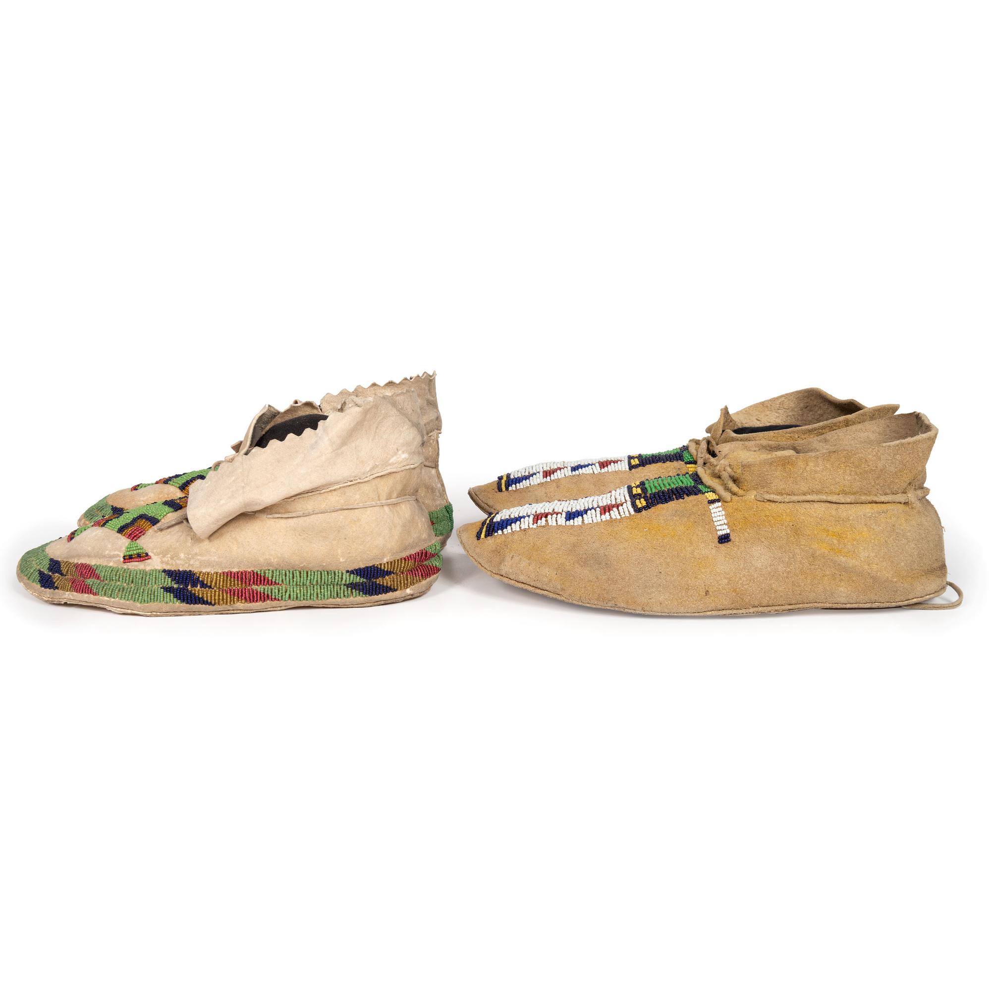 Southern Plains Beaded Hide Moccasins