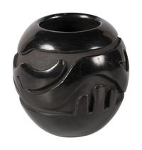 Deeply Carved Blackware Pottery Jar, with Avanyu
