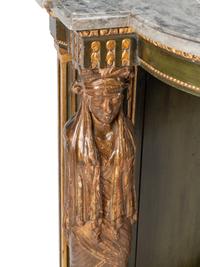 A North European Green Painted and Parcel Gilt Marble-Top Pier Table