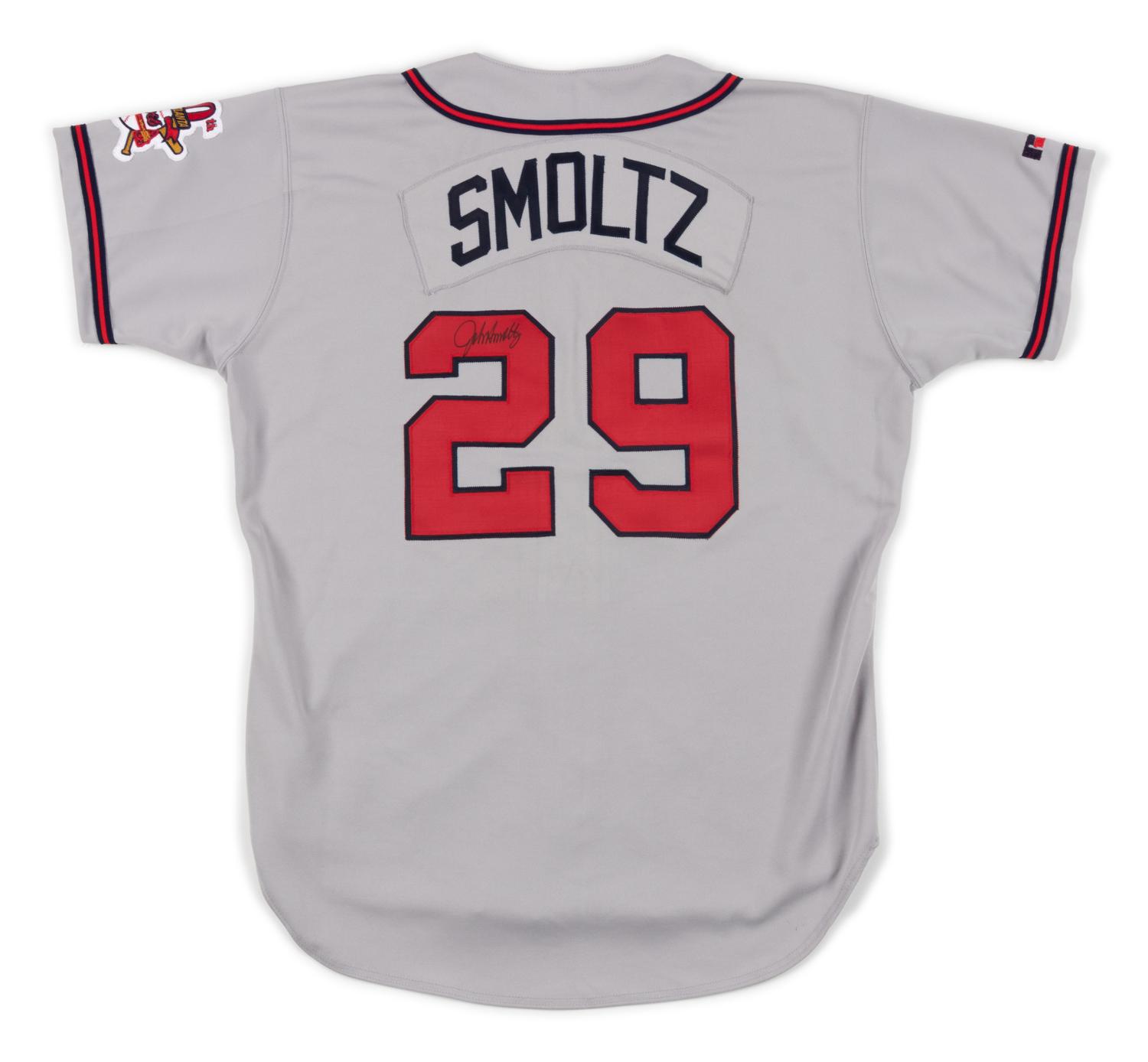 A 1995 John Smoltz Atlanta Braves Game Issued Signed Jersey,