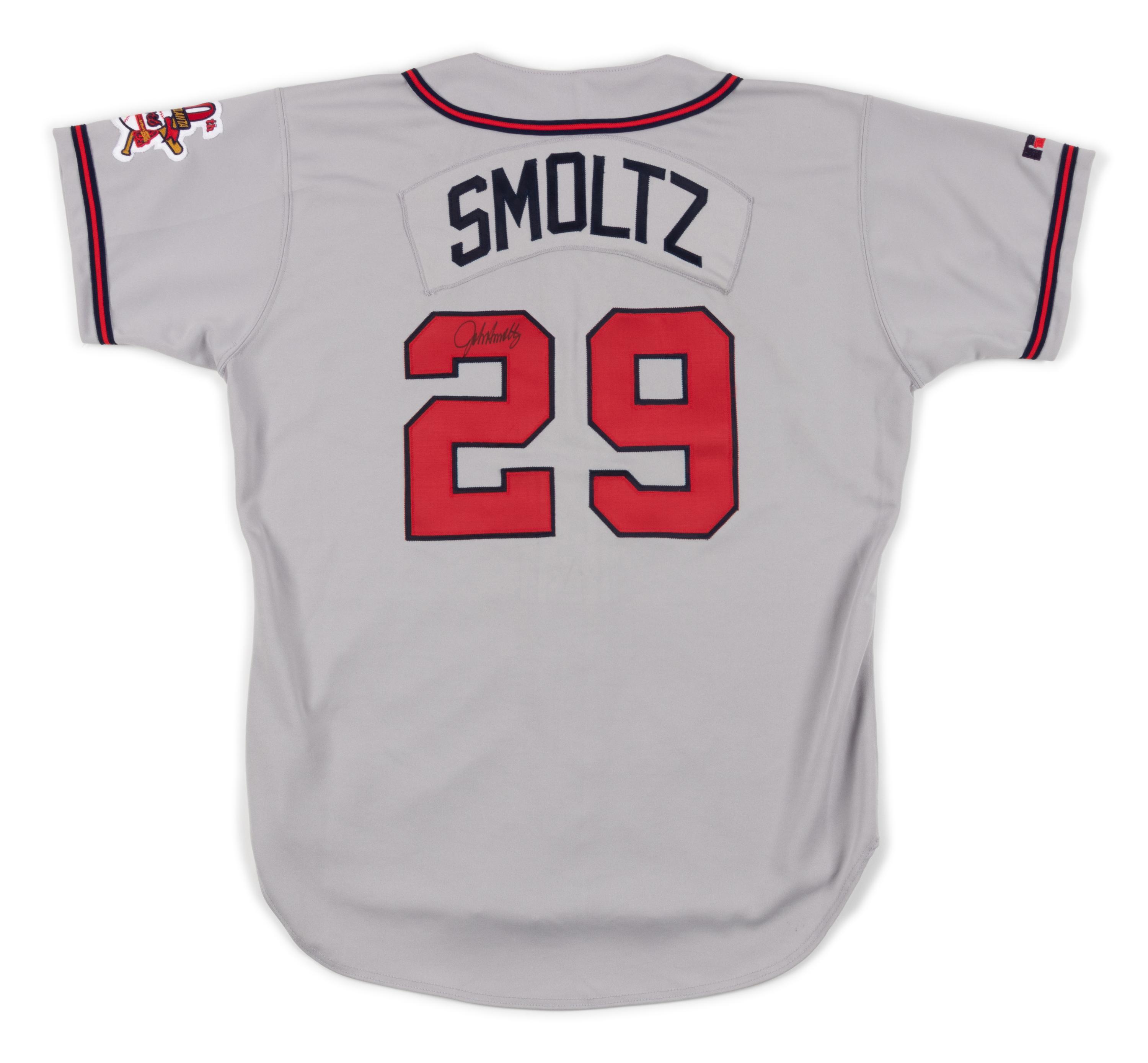 A 1995 John Smoltz Atlanta Braves Game Issued Signed Jersey,
