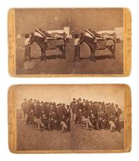 [NATIVE AMERICANS]. MUYBRIDGE, Eadweard (1830-1904), photographer. A group of 2 stereoviews from the "Modoc War" series. San Francisco, CA: Bradley & Rulofson.