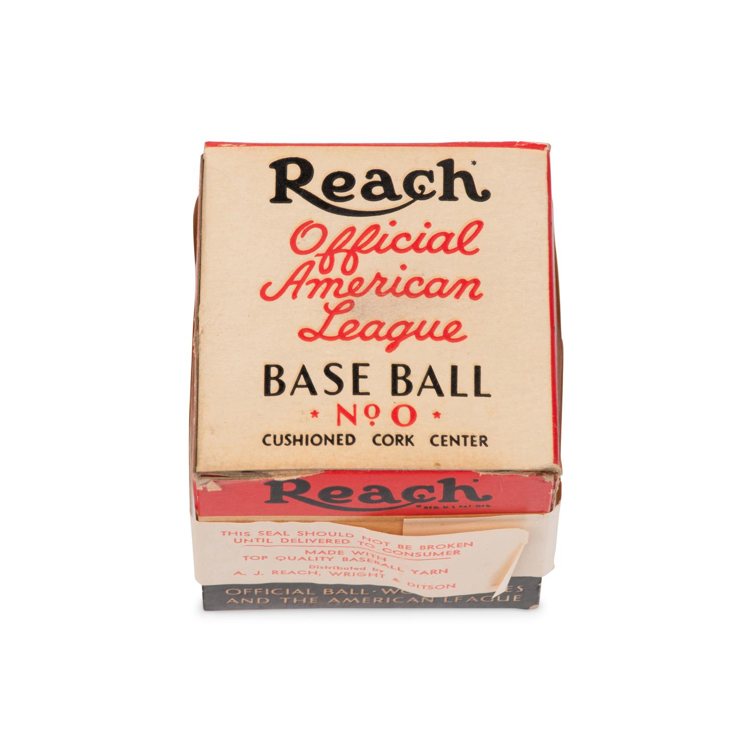 An Original, Unused 1940s Reach Official American League Baseball in Sealed Box