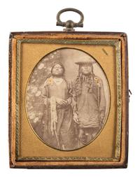 [NATIVE AMERICANS]. MCKENNY, A.S., photographer. CDV of Ute Indians in a studio setting. Blackhawk, Colorado Territory. Ca 1870.
