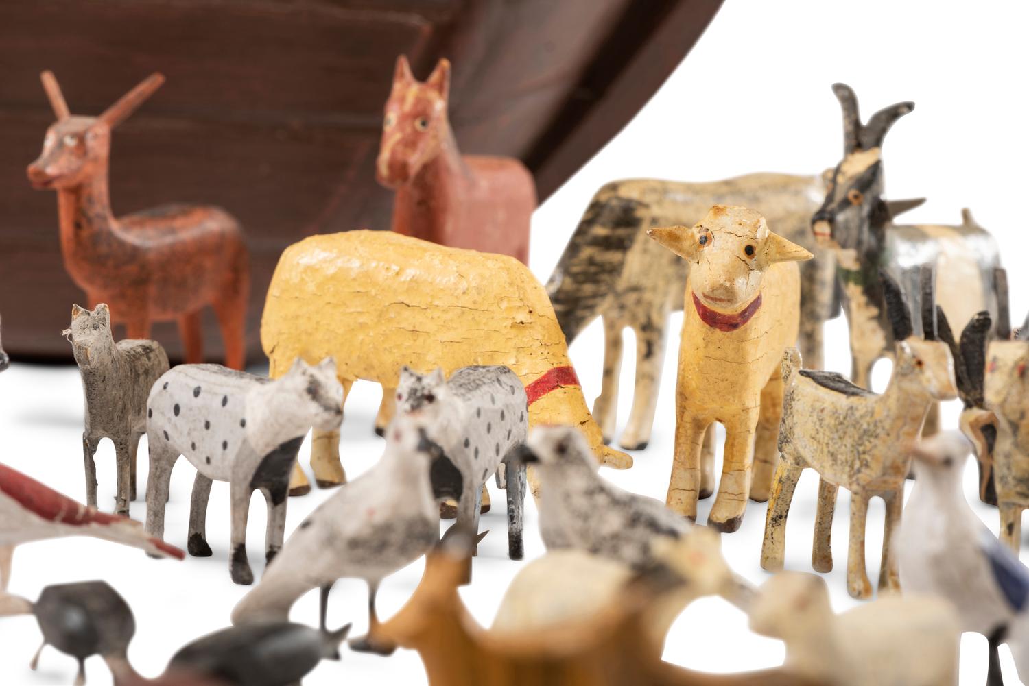 A Large Noah’s Ark with Lift-Off Cover and Large Number of Paired Animals