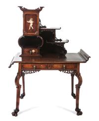 A Chinese Export Mahogany Side Table, Height 54 x width 41 1/2 x depth 24 inches.