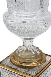 A Pair of French Gilt-Bronze Mounted Cut Glass Urns