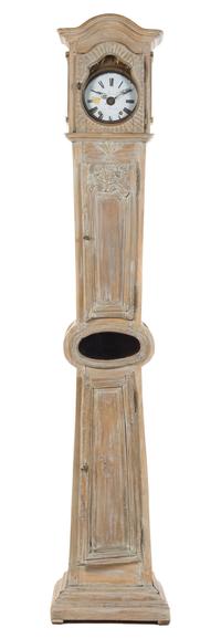 A French Provincial Limed Wood Tall Case Clock Height 94 inches. — 19TH CENTURY