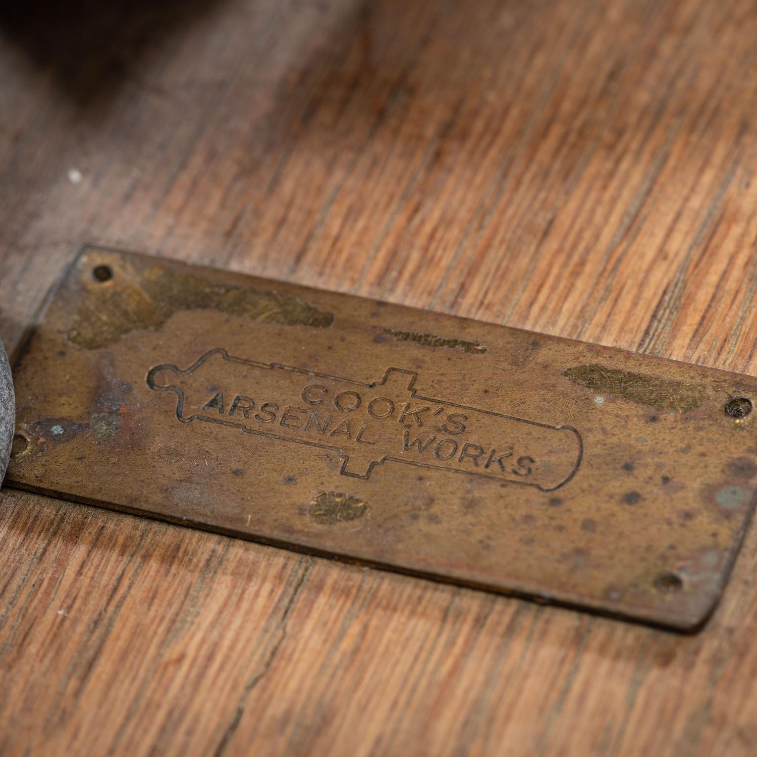 Cook's Arsenal Works Cast Iron Mortar with Wood Block Mount