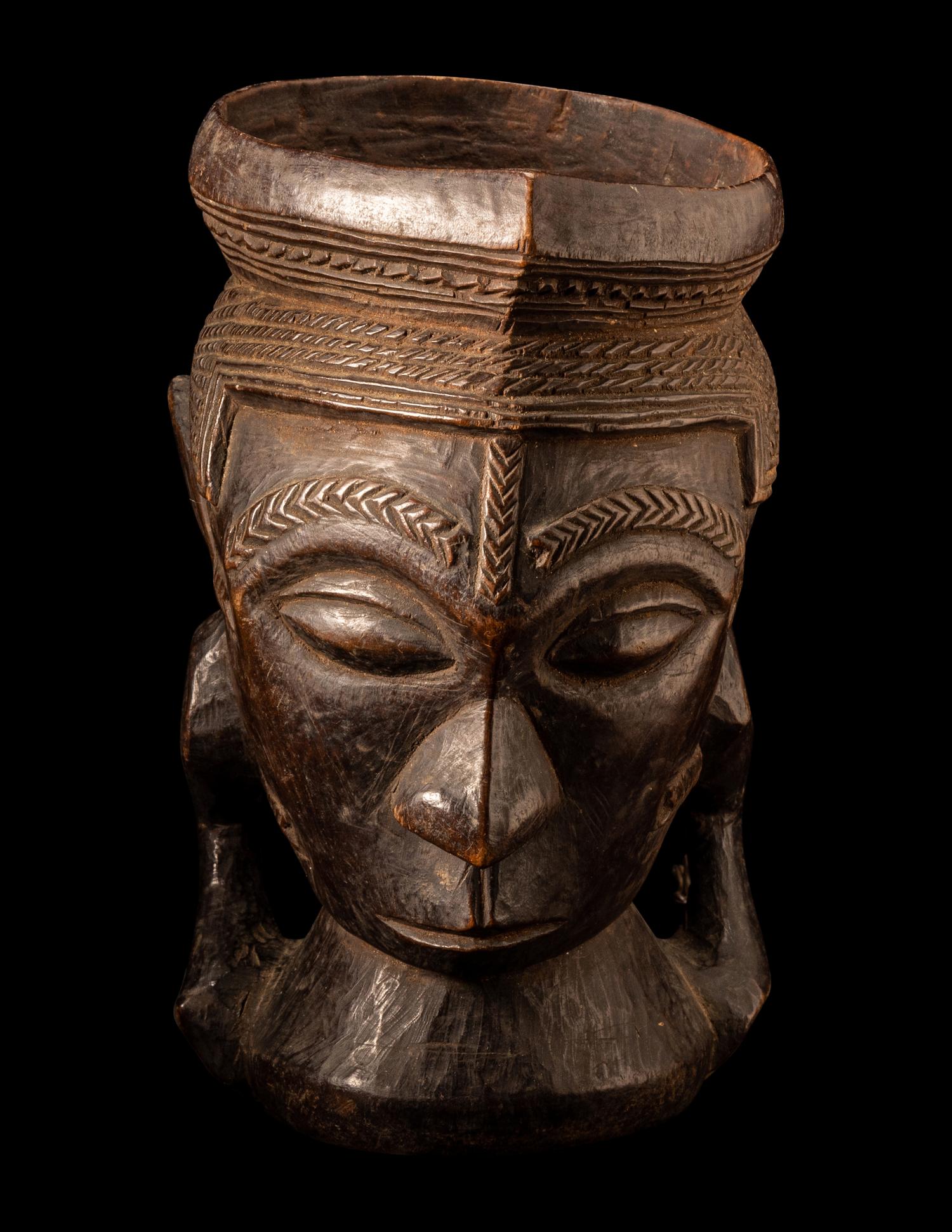 A Kuba Wood Figural Cup