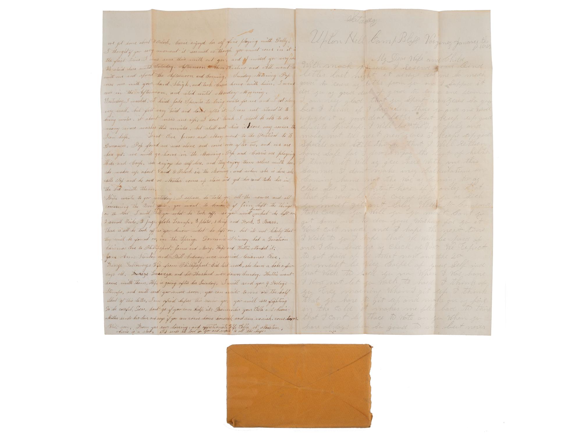 [CIVIL WAR]. Extensive letter archive of Private David W. Masten, Co. E, New York 143rd Infantry, musician, private, and member of the Ambulance Corps.