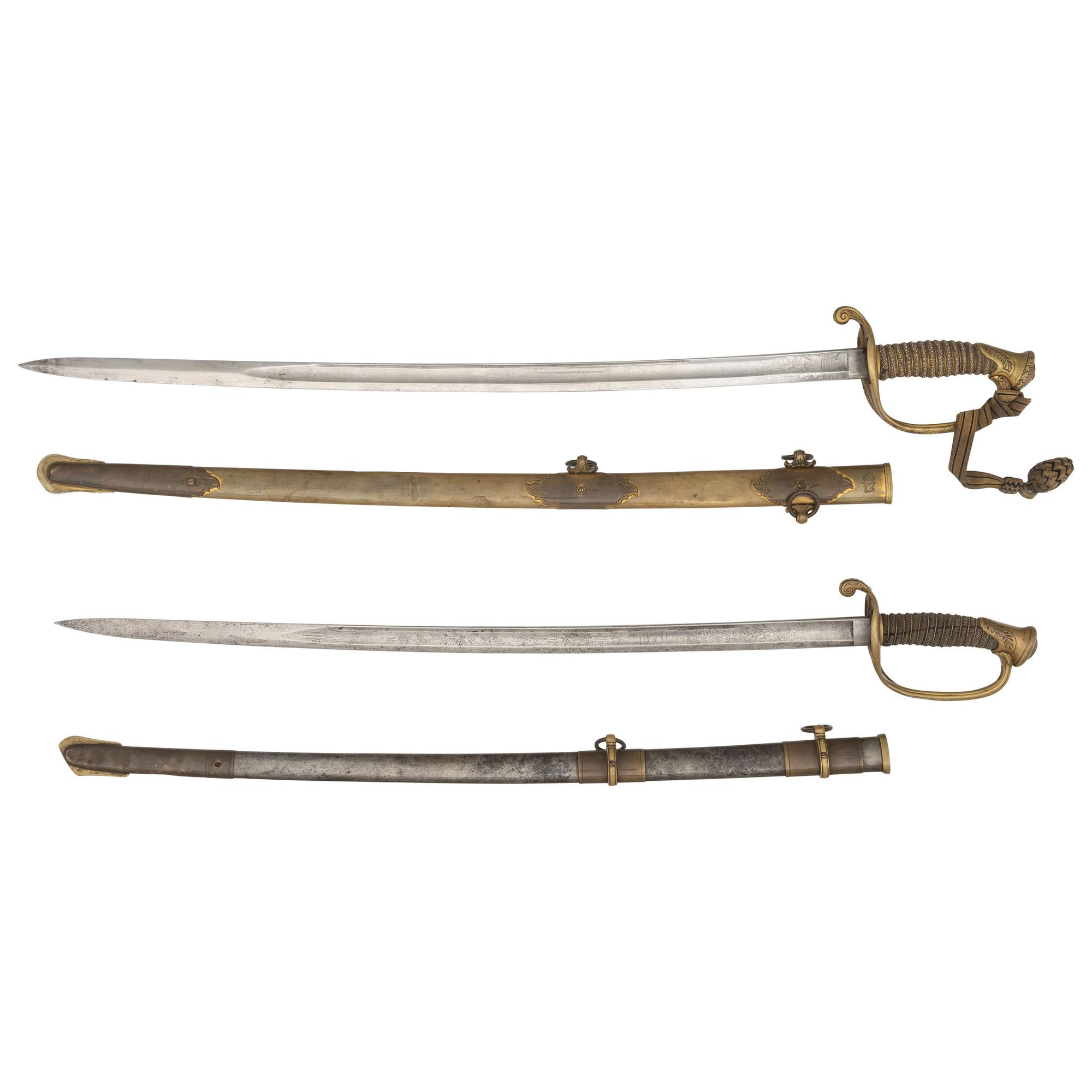 Two Ames Presentation Swords to Lt. Henry Ward (Capt.) 57th Mass Infantry WIA at Antietam, Spotsylvania & Petersburg, POW Petersburg & Post-War General