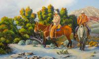 Clifton Ray Cheek, (American, b. 1937), Mule Riders