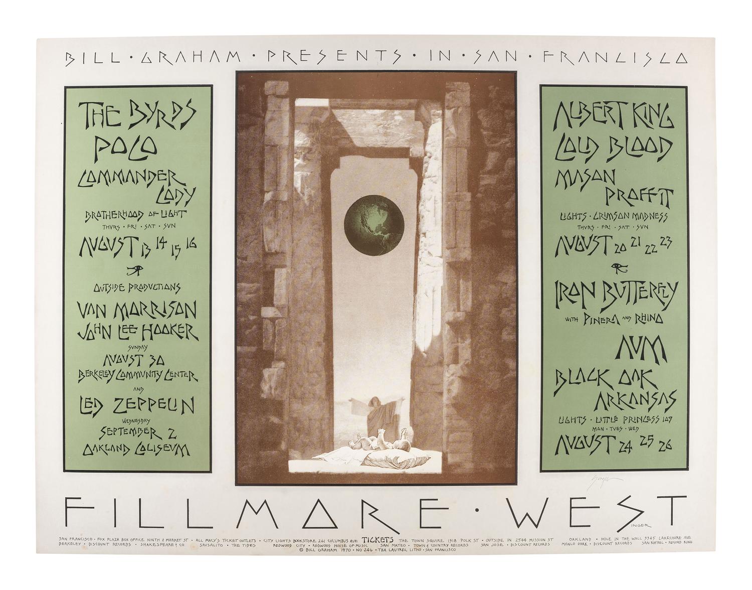 [MUSIC - POSTERS]. SINGER, David, artist. Complete set of 66 SIGNED posters designed for the Fillmore West Ballroom, San Francisco, California. 1969-1971.