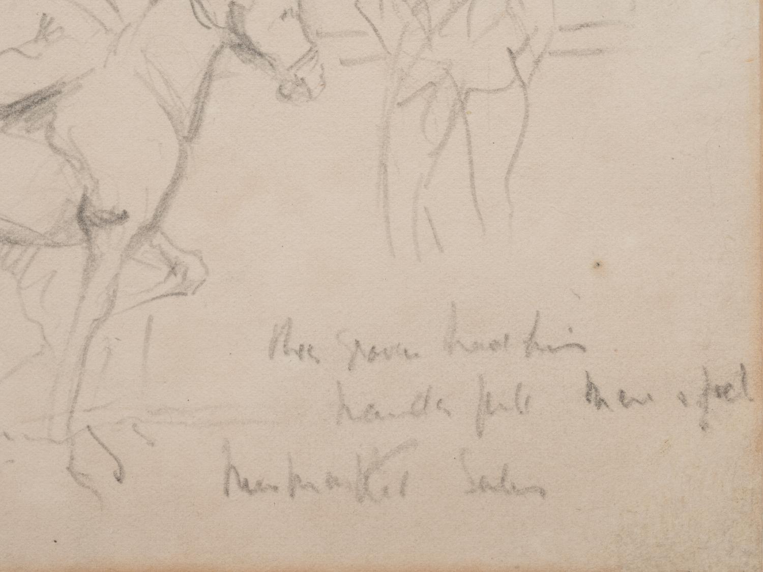 A Mare and Foal with a Groom and a Figure in the Background at Newmarket Sales