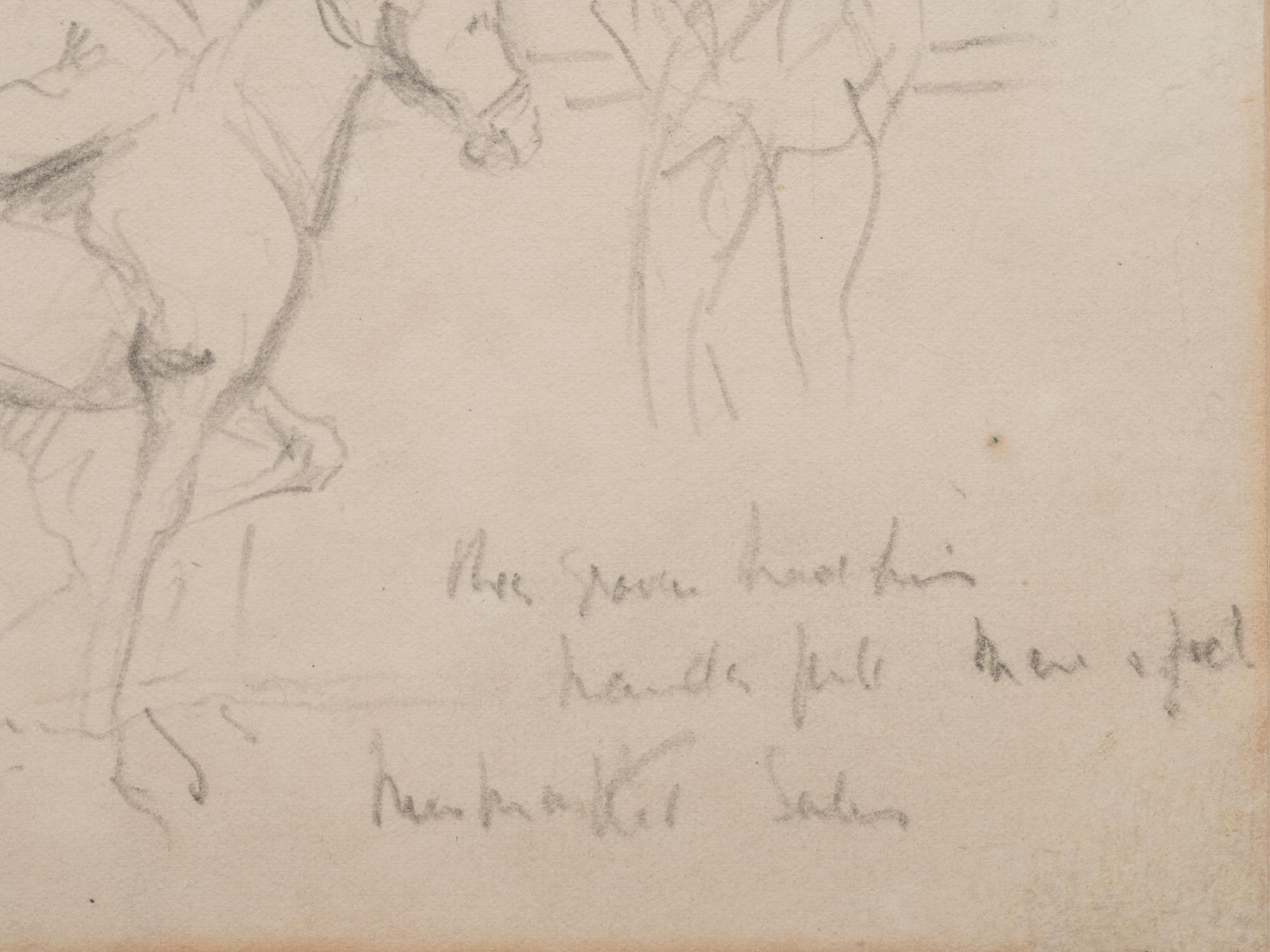 A Mare and Foal with a Groom and a Figure in the Background at Newmarket Sales