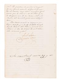 SANTA ANNA, Antonio López de (1794-1876). Manuscript document signed ("Ant. López Santa Anna"), as President of Mexico, countersigned by José María Tornel, Senior Minister of the War and Navy, 10 March 1842.