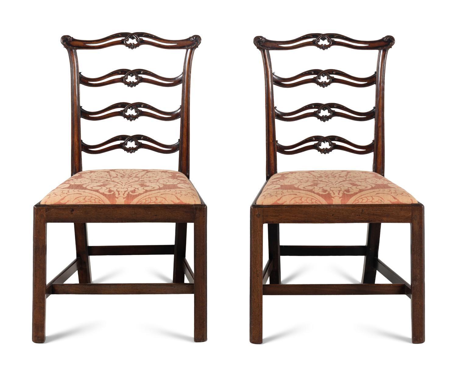 A Pair of George III Mahogany Ladderback Side Chairs
