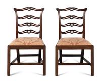 A Pair of George III Mahogany Ladderback Side Chairs