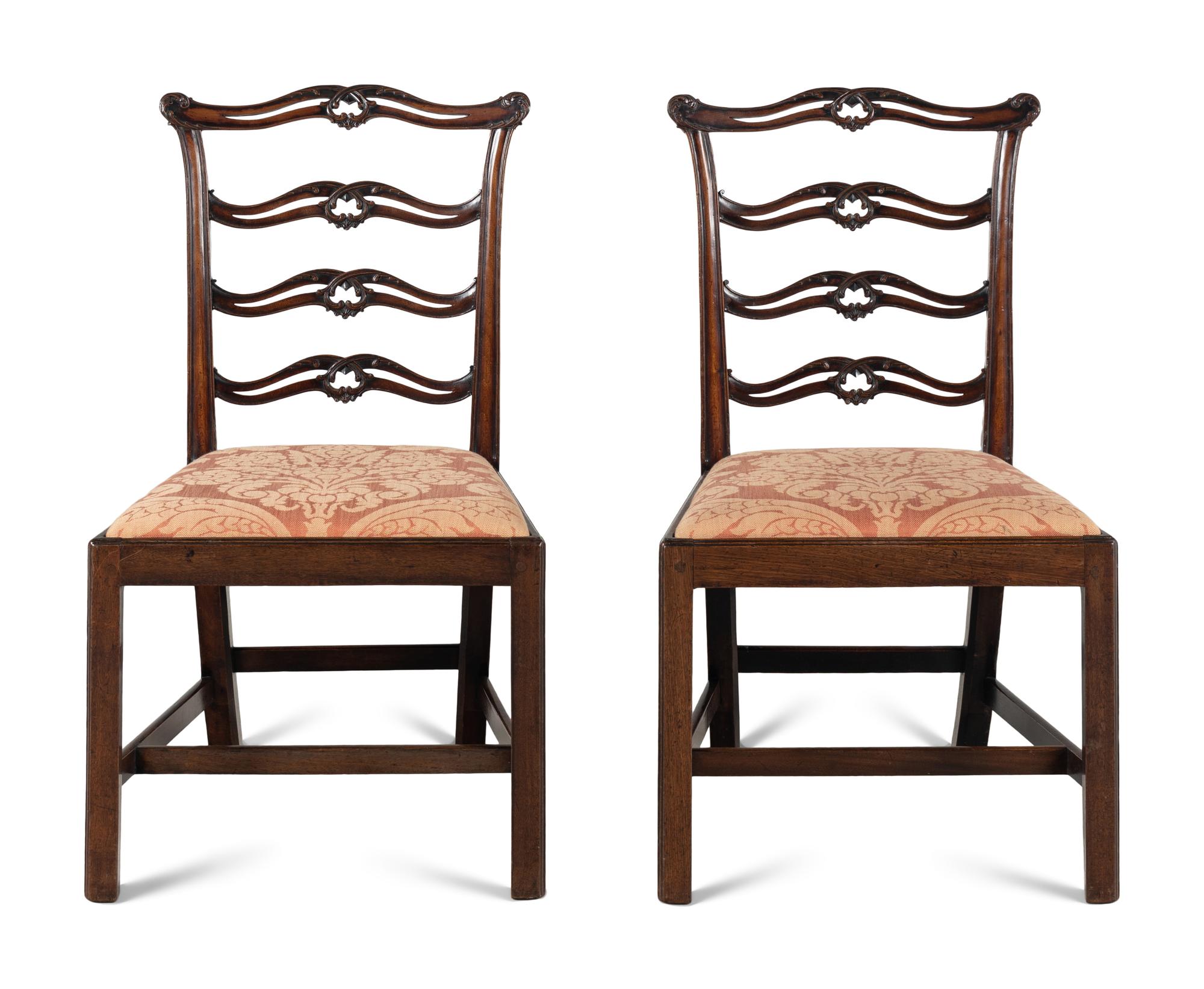 A Pair of George III Mahogany Ladderback Side Chairs