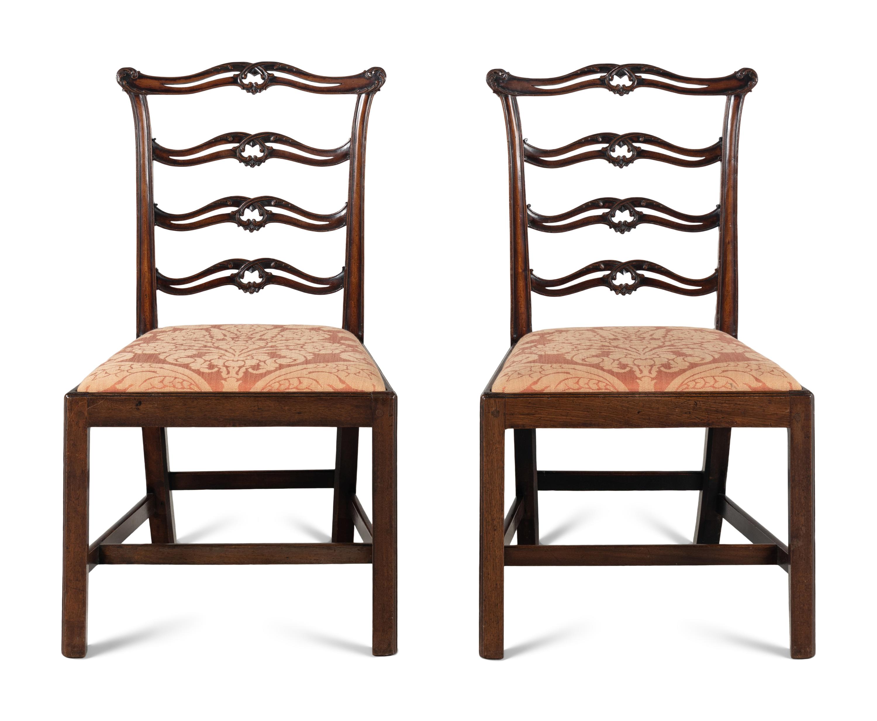 A Pair of George III Mahogany Ladderback Side Chairs