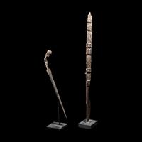 An Indonesian Wood Kris Knife and an Oceanic Wood Lime Spatula