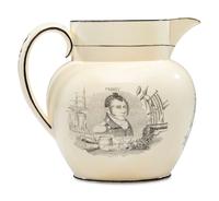 A Very Rare Staffordshire Transfer-Print Creamware War of 1812 Portrait Pitcher