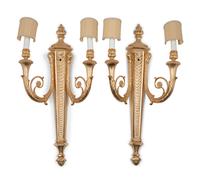 A Pair of Louis XVI Style Gilt Bronze Two-Light Sconces