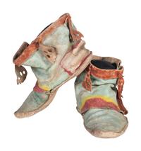 Pueblo Painted Hide Moccasins