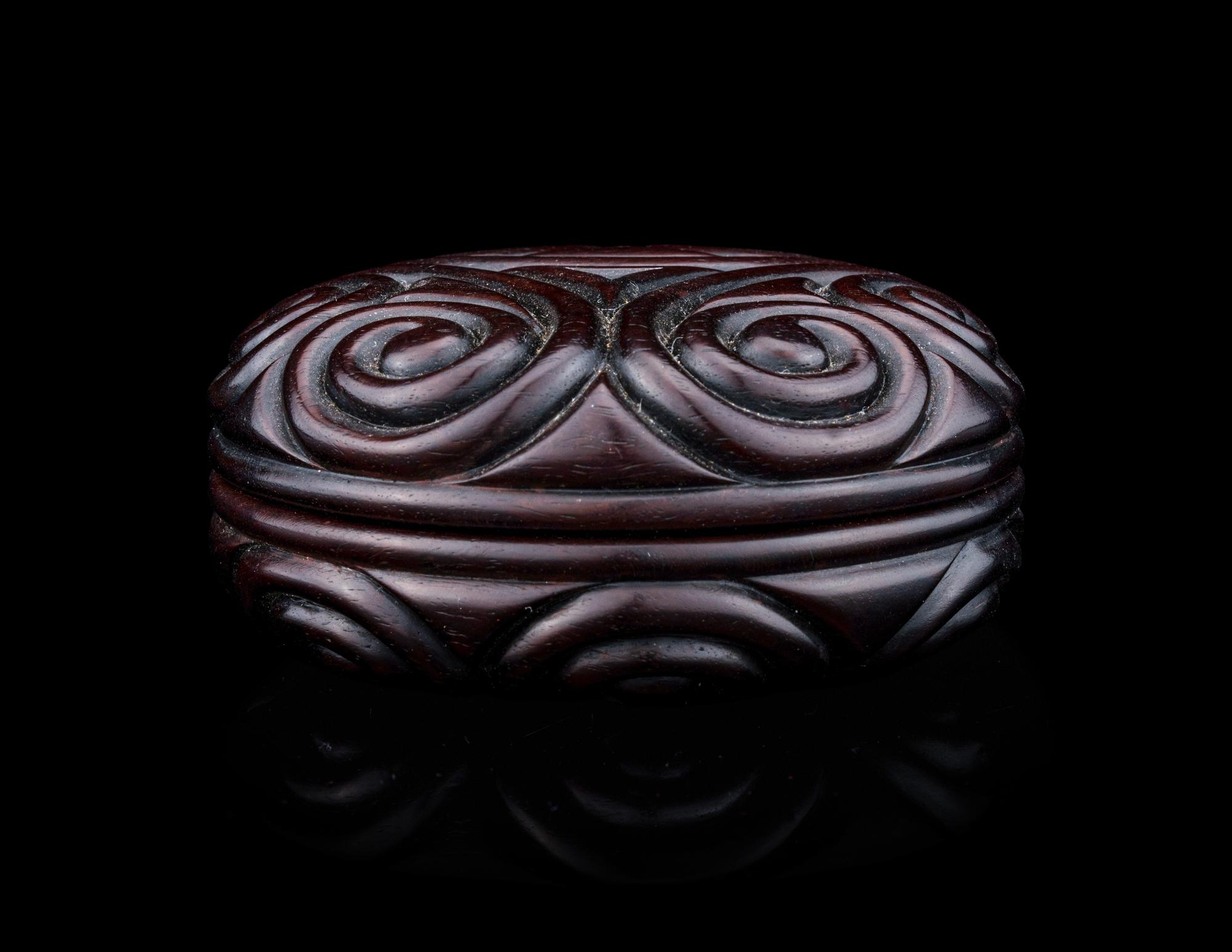 A Carved Zitan Wood 'Ruyi' Covered Box