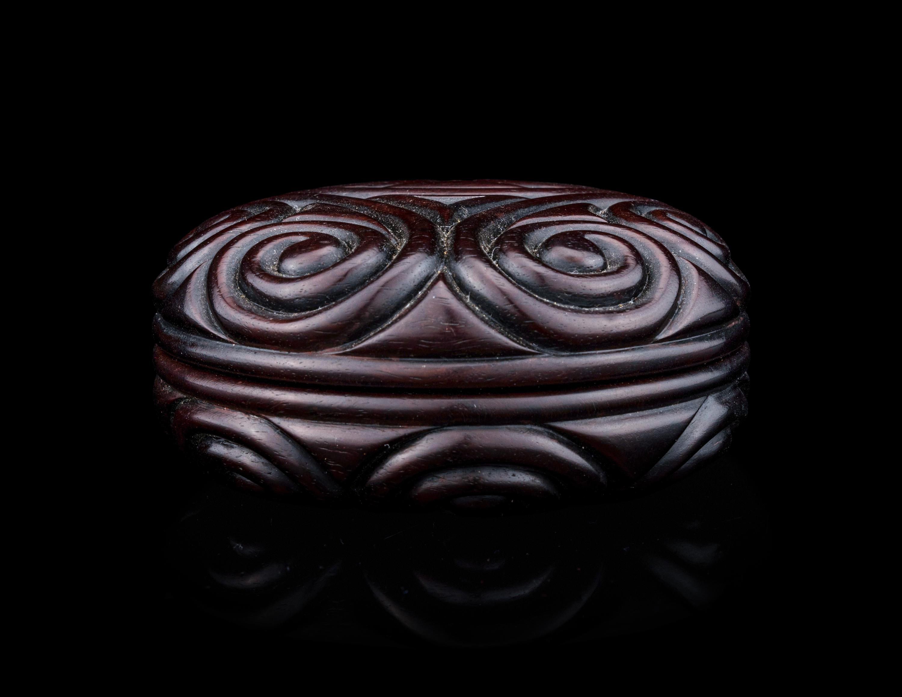 A Carved Zitan Wood 'Ruyi' Covered Box