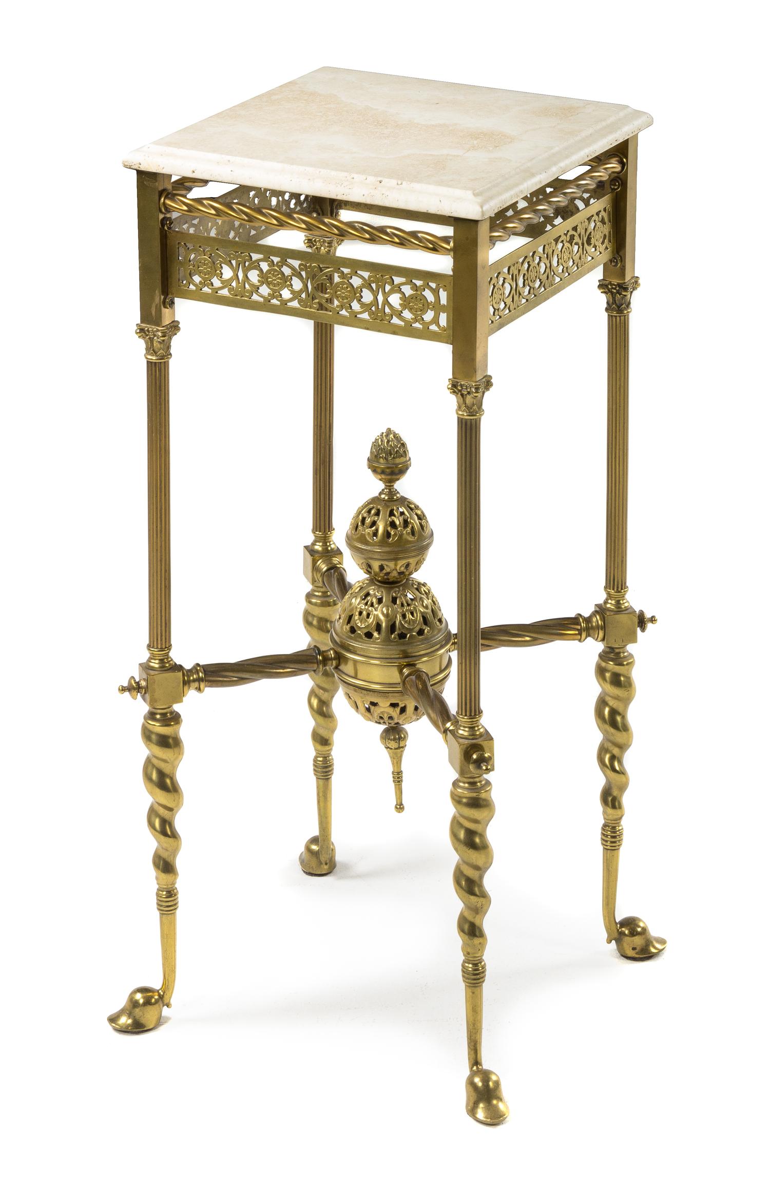 An Aesthetic Movement Brass Calling Card Table Height 21 1/2 inches. — 19TH/20TH CENTURY