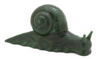 A Chinese Carved Green Hardstone Model of a Snail Length 4 ½ inches. — 20TH CENTURY