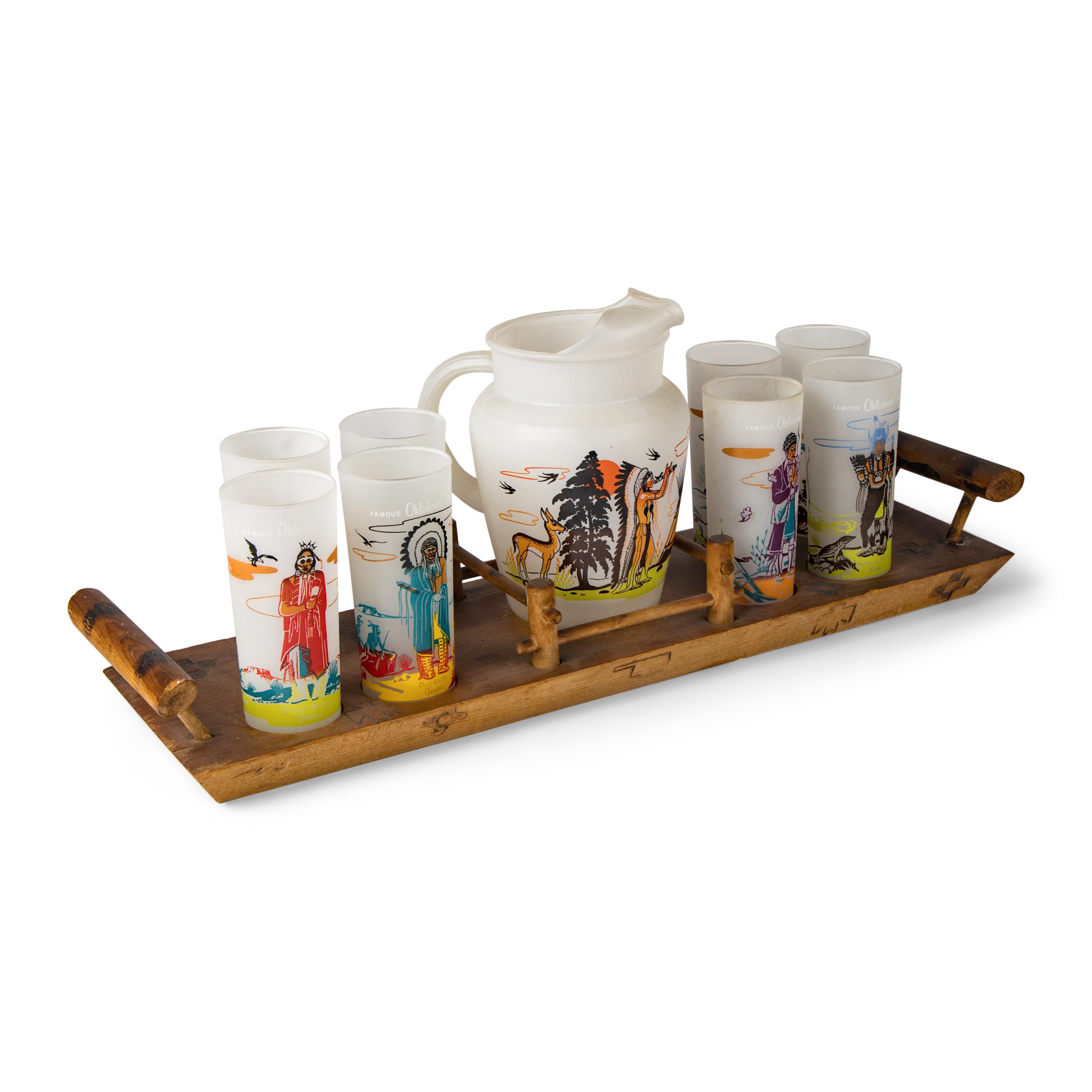 Acee Blue Eagle (Muscogee-Pawnee, 1907-1959) — " Famous Oklahoma Indians " Beverage Set