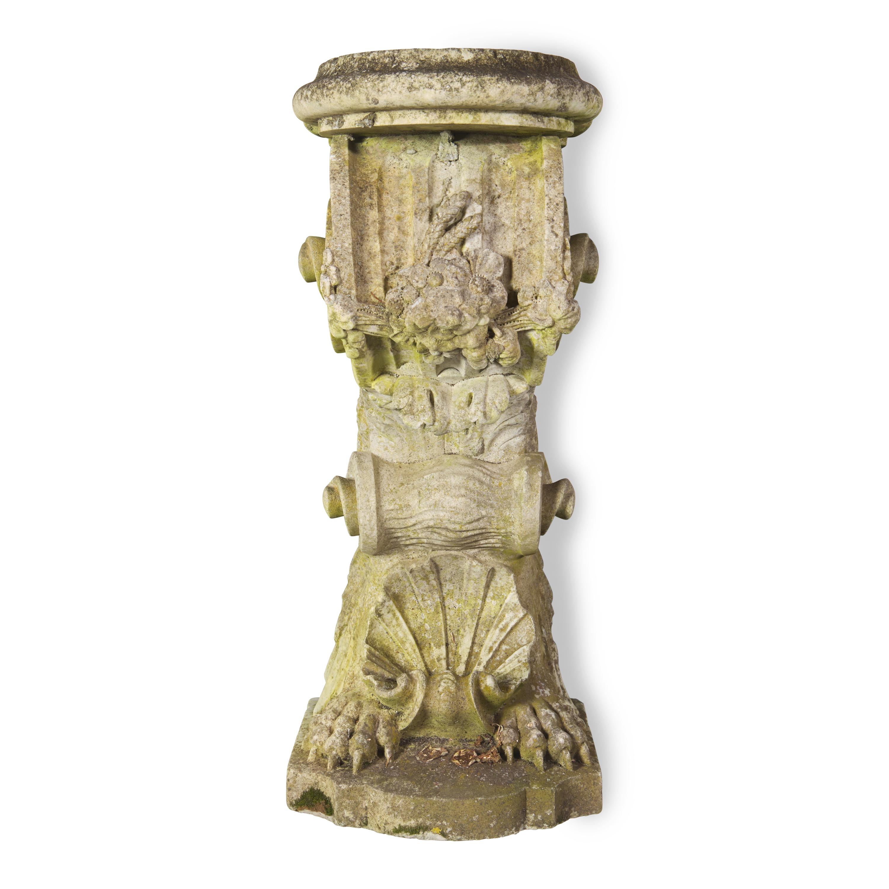 A Carved Marble Garden Pedestal