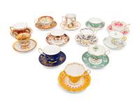 A Collection of Porcelain Cups and Saucers