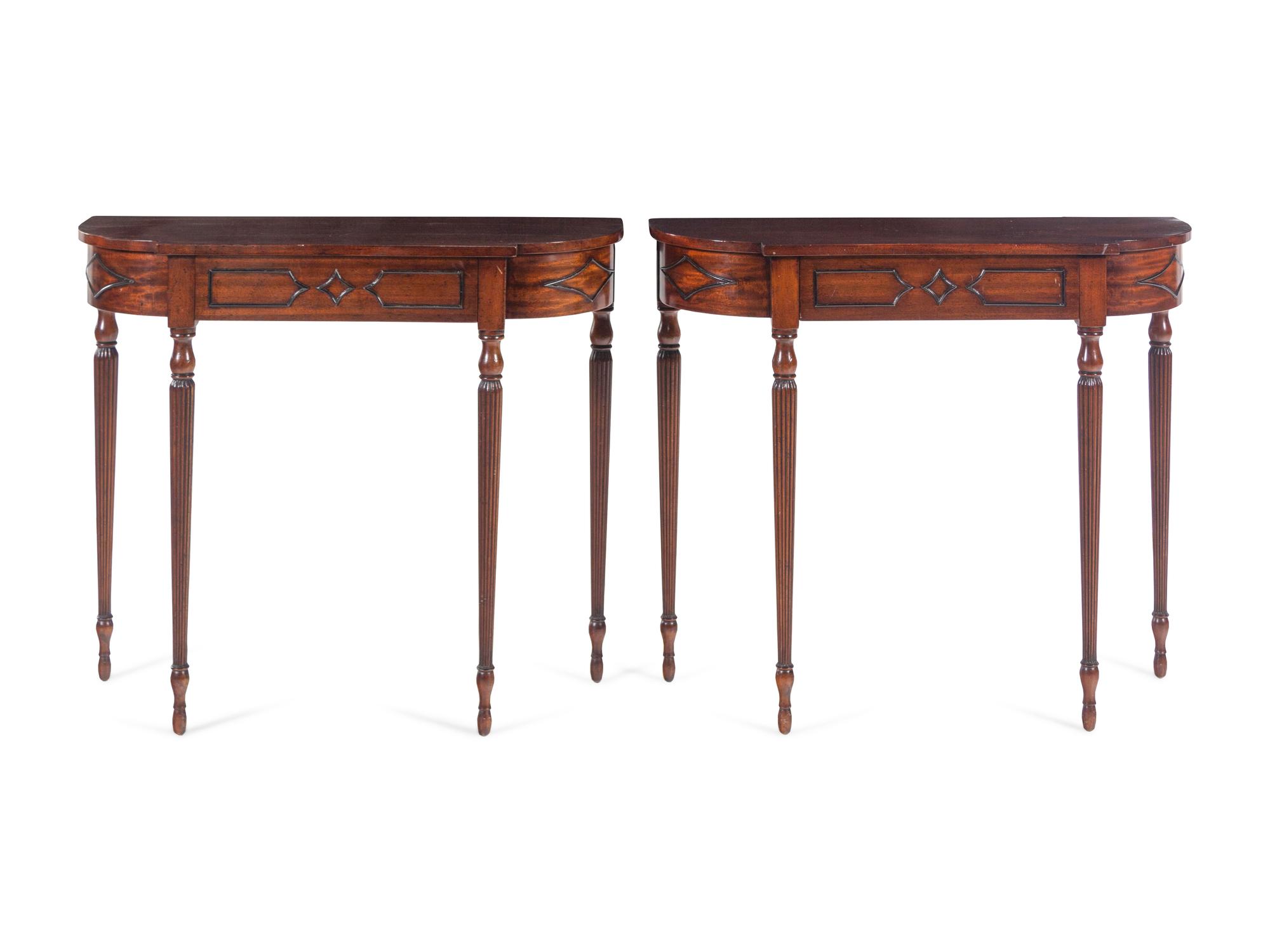 A Pair of Regency Style Mahogany Console Tables