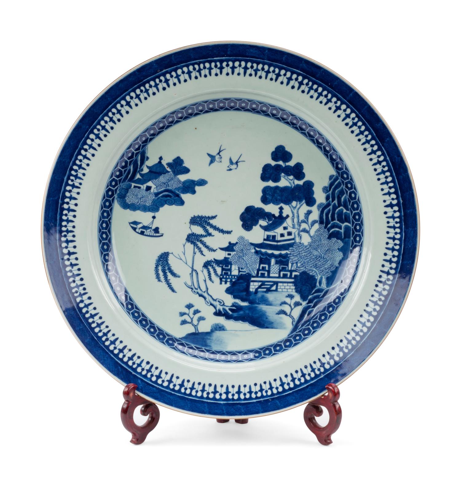 A Large Chinese Export Blue and White Porcelain Charger