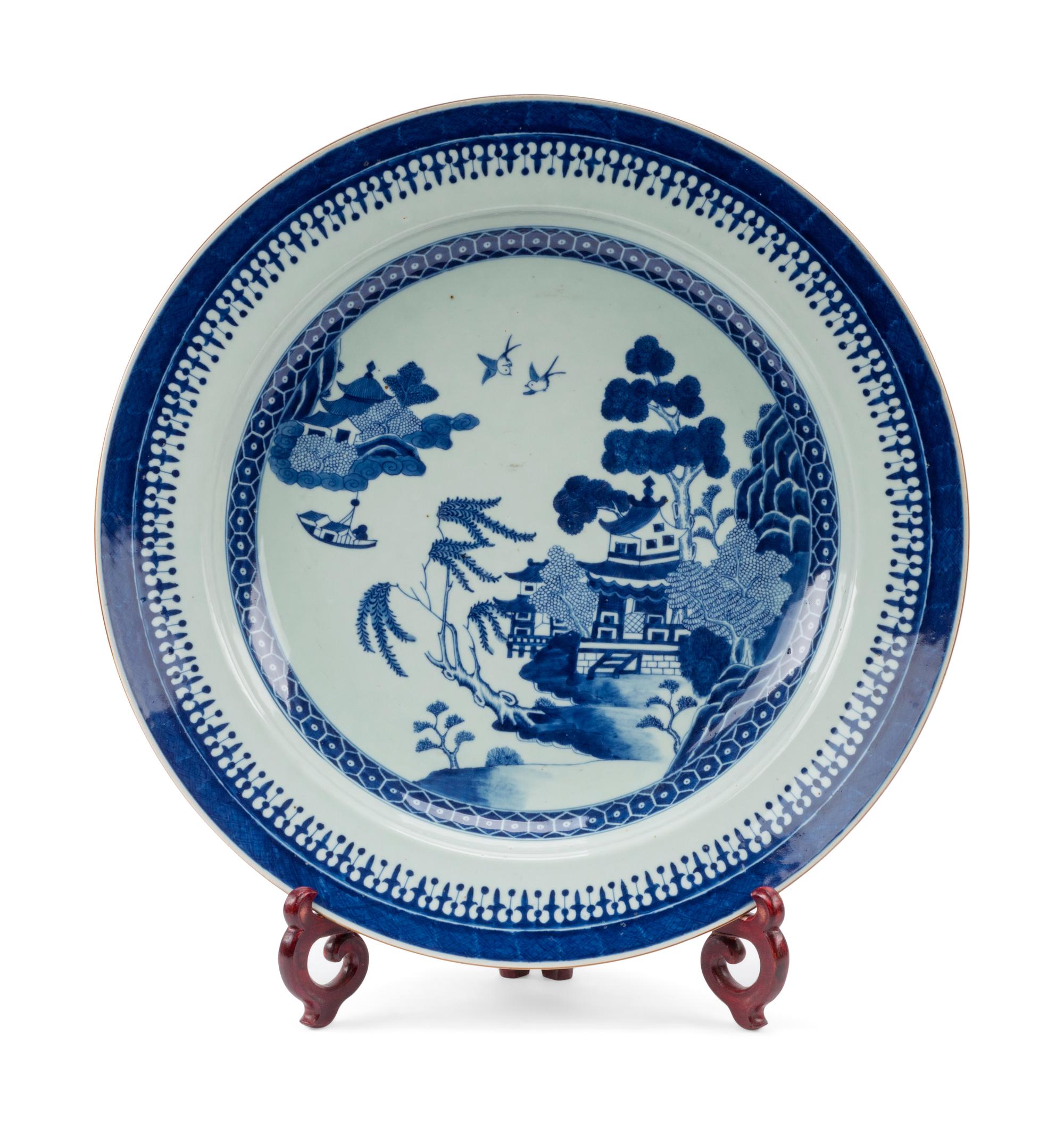 A Large Chinese Export Blue and White Porcelain Charger