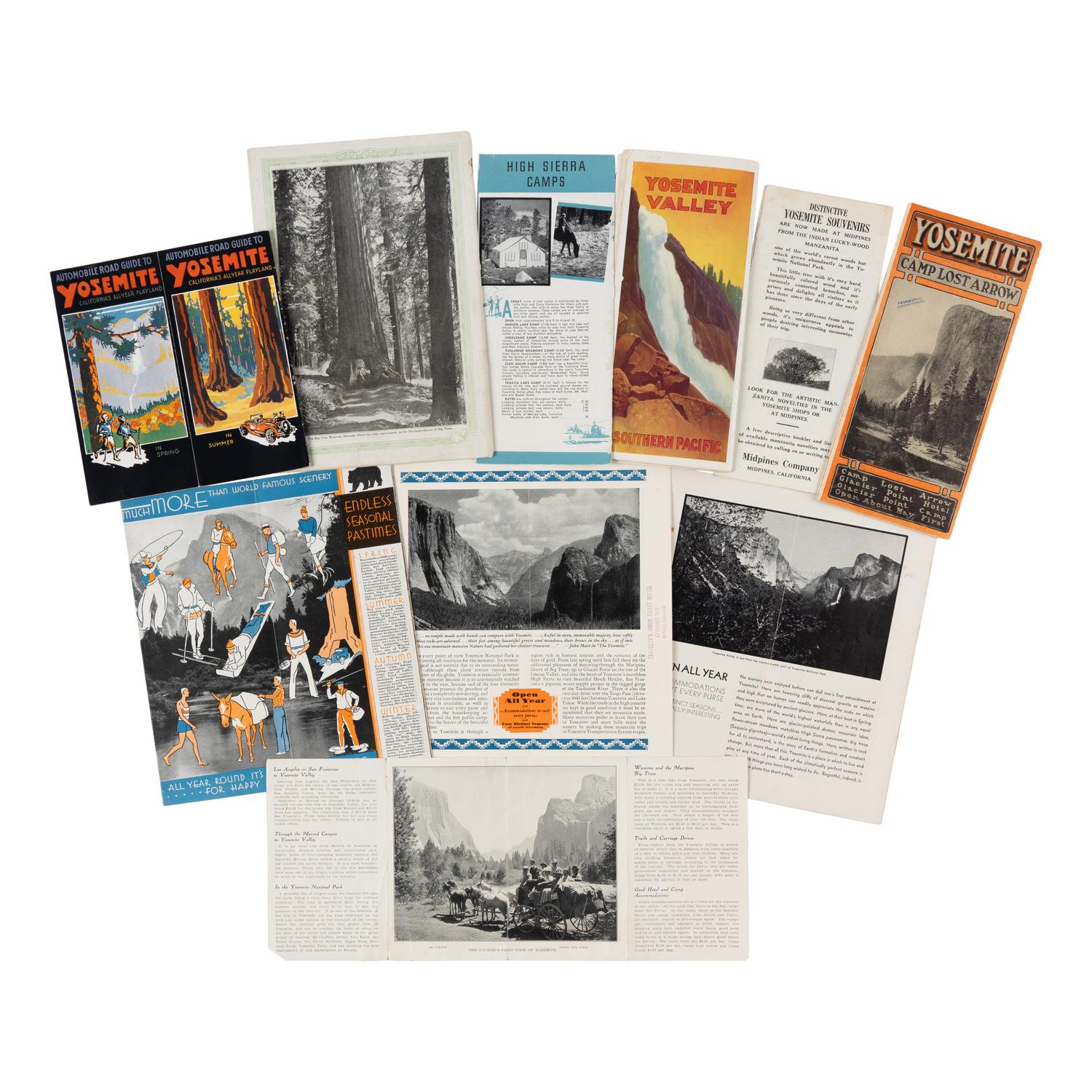 [Yosemite]. A group of 10 transportation guides, ca 1910s-1950s.