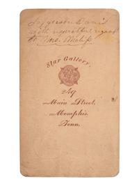 [CIVIL WAR]. DAVIS, Jefferson (1808-1889). Signed CDV of the aged former CSA President. Memphis, TN: Star Gallery, ca 1870s.