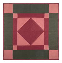 An Amish Diamond in the Square Pattern Pieced Wool Quilt