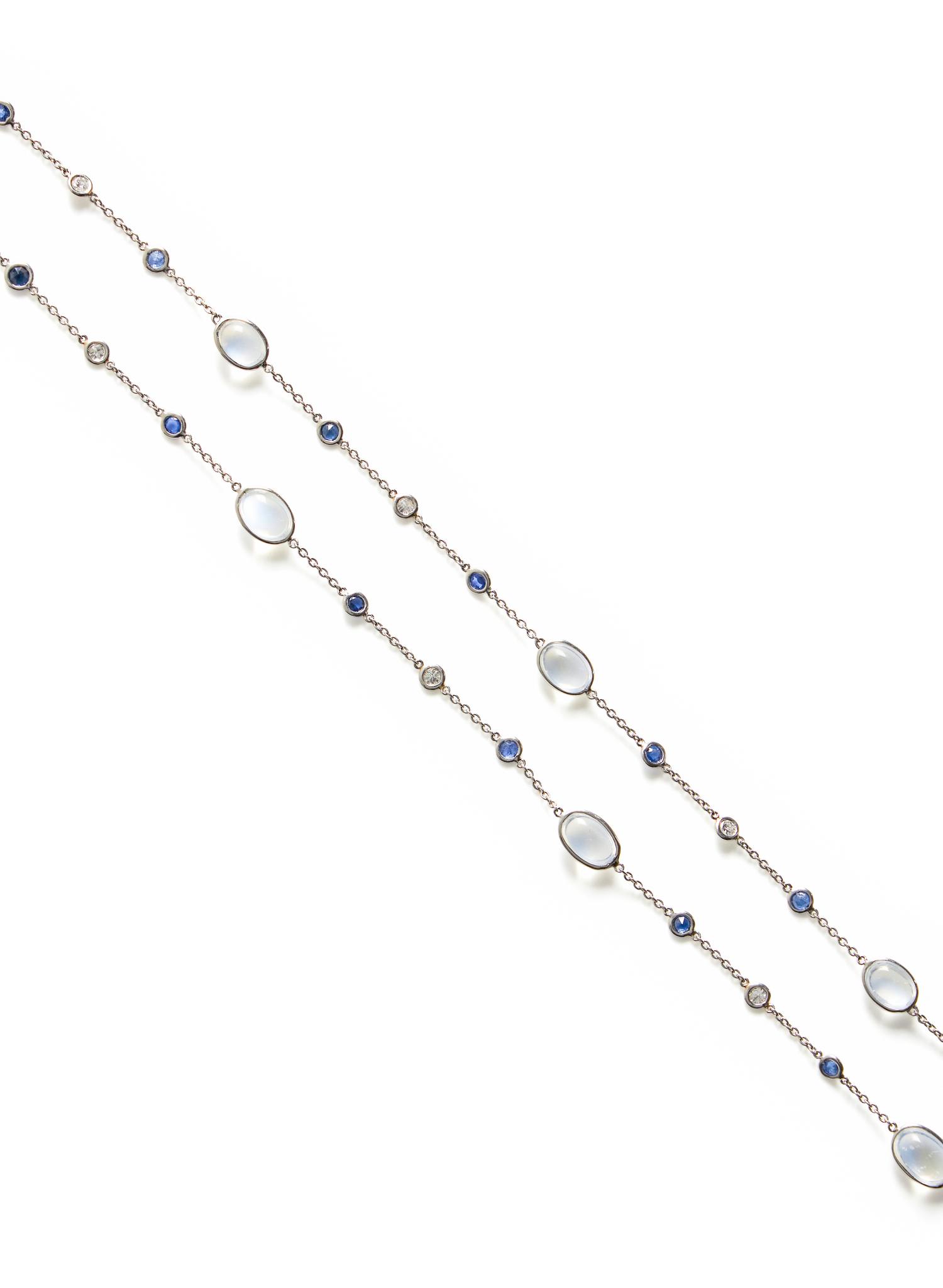 MOONSTONE, SAPPHIRE, AND DIAMOND NECKLACE