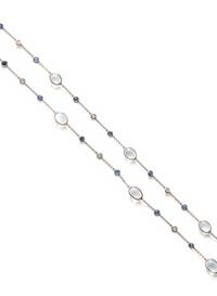 MOONSTONE, SAPPHIRE, AND DIAMOND NECKLACE