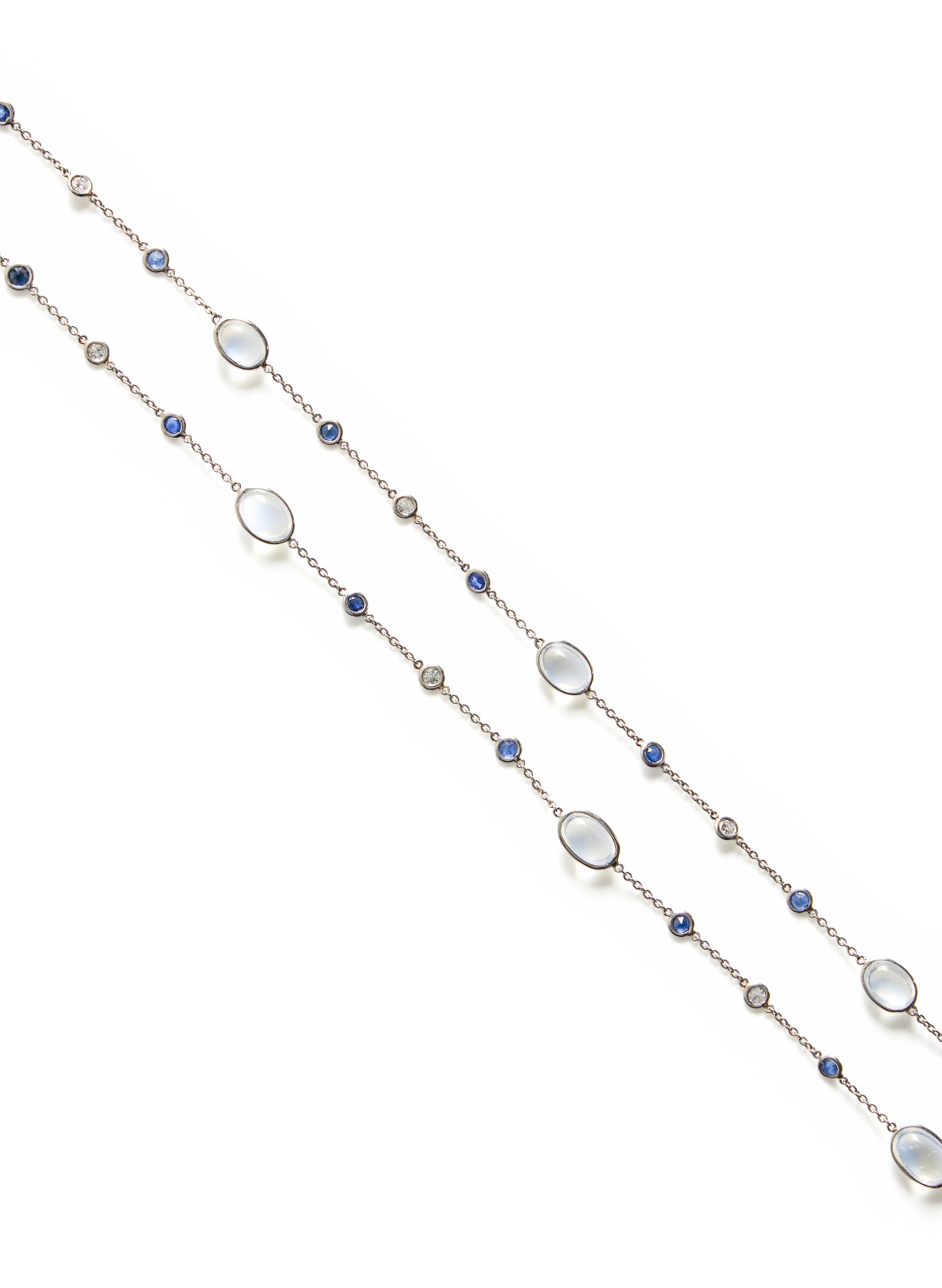 MOONSTONE, SAPPHIRE, AND DIAMOND NECKLACE