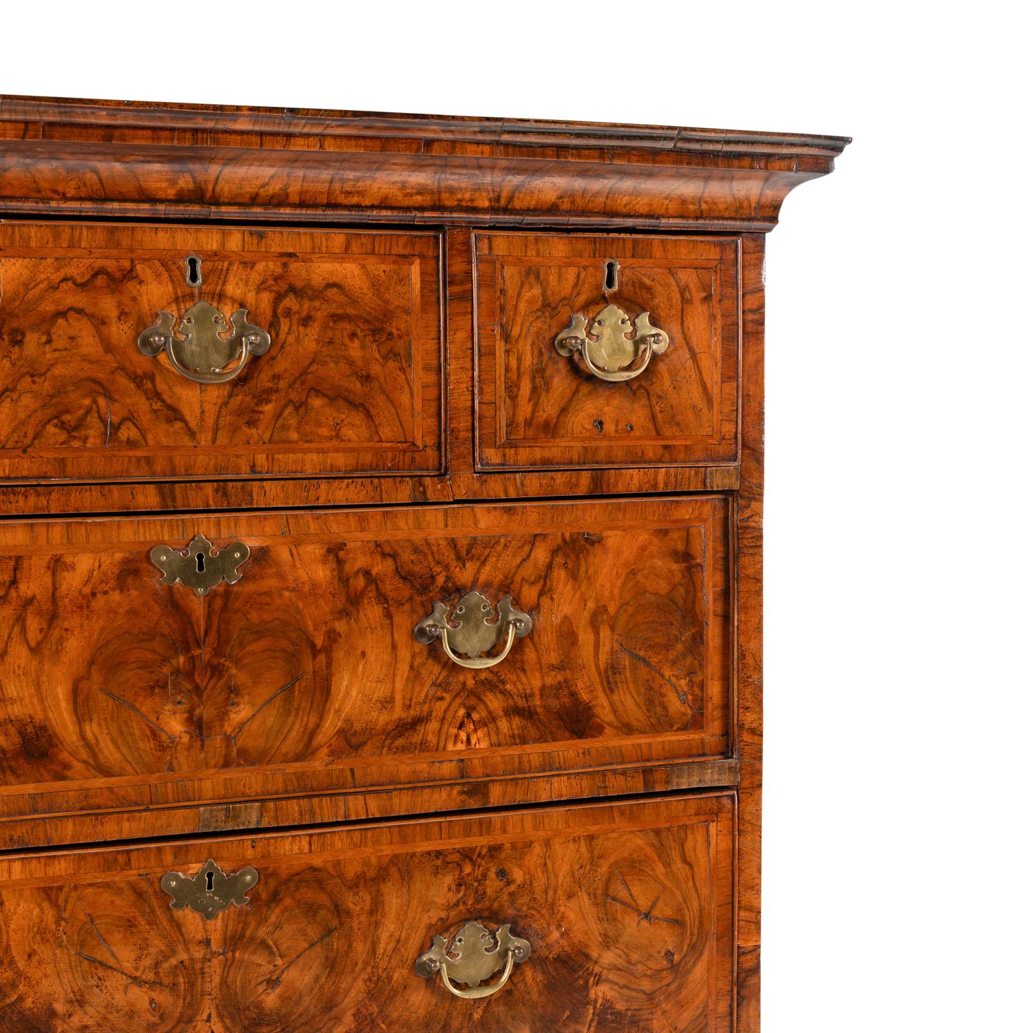 A George III Burl Walnut Chest on Chest